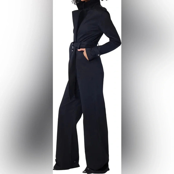 NWT LITA by Ciara Long Sleeve Wide Leg Stretch Cotton Trench Jumpsuit Size Small - Picture 12 of 13
